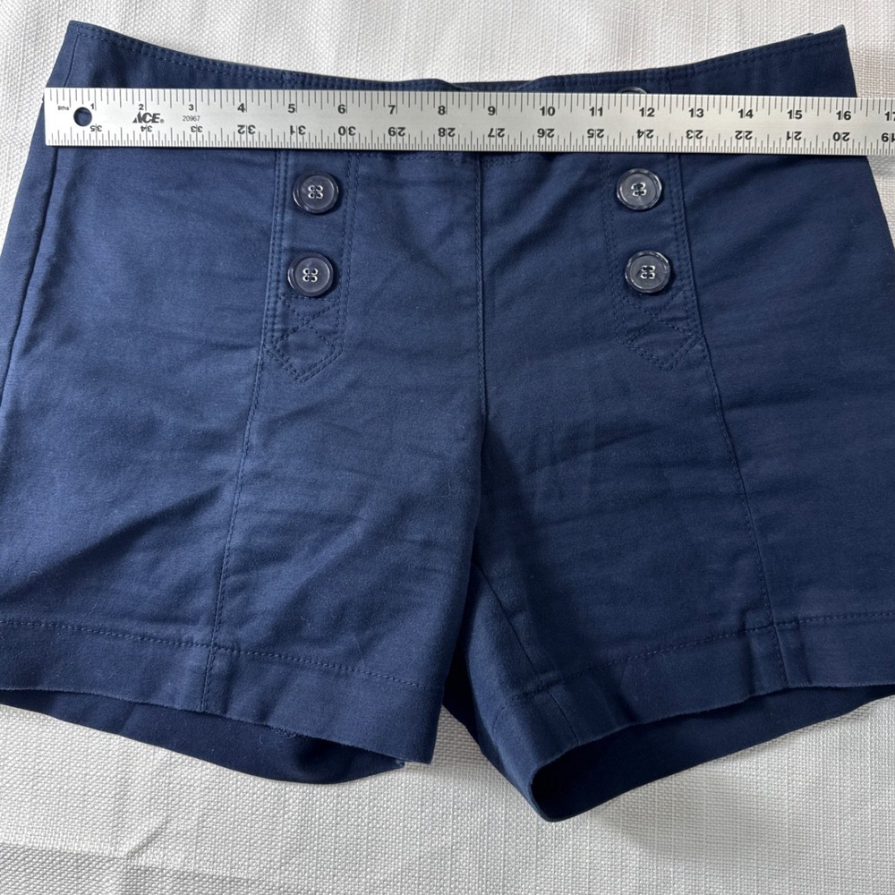The Limited Navy Blue Sailor Shorts Womens 6 Nautical Button Front Cotton - Picture 3 of 8